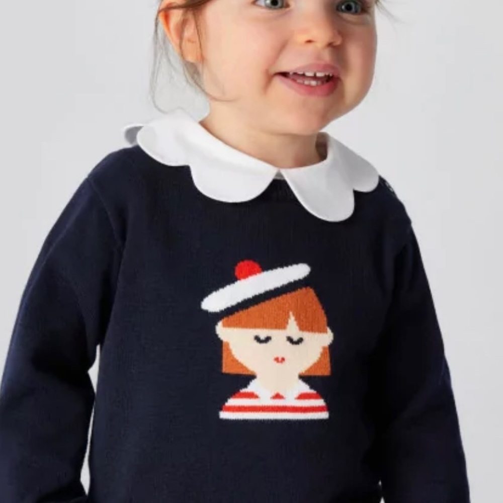 Jacadi Navy Sweater with French Girl Design